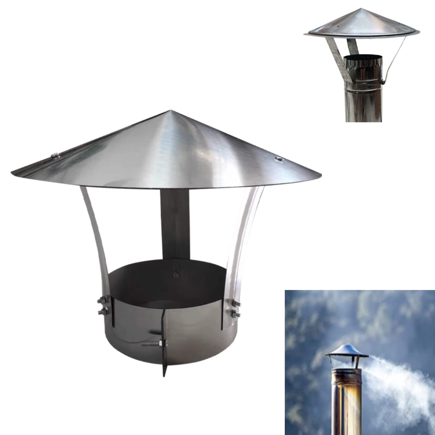 Beekeg Chimney Cover / Rain Cover Chimney, Stainless Steel Chimney Flue Pipe Chimney Attachment, Chimney Attachment (Rain Cover) (DN 100 mm)