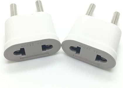 Adaptador De Enchufe Europeo A Americano - 10A 250V, Blanco, Compacto, Ideal Para Viajes A EE.UU., Canadá Y Japón