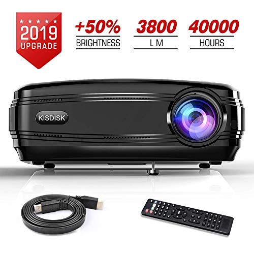 Video Projector, 3800LM HD Movie Projector 200″ LCD Home Theater Projectors Support 1080P HDMI VGA AV USB Laptop Smartphone for Office Business PowerPoint