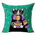 Outgeek Christmas Pillow Case 4 Pack 18 inch Cute Cartoon Cat Decorative Pillow Covers Christmas Decorations for Sofa Bed Throw Pillow (Cartoon cat)