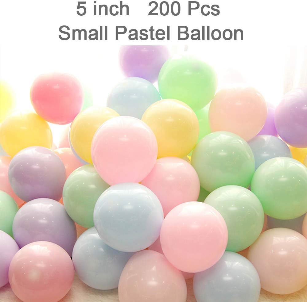 GAKA Mini Pastel Balloons 5 Inch Small Pastel Color Balloons Helium Balloons Assorted Macaron Candy Colored Latex Party Balloons Party Decorations Supplies,Pack of 200