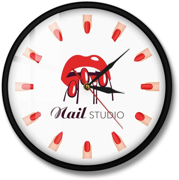 QAZQAZ wall clock modern Nail Salon Studio Manicure Nail Types Printed