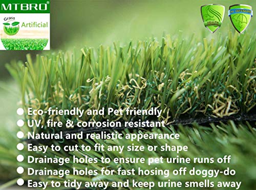 MTBRO Artificial Grass, Professional Outdoor Grass Mat for Dogs, Realistic Artificial Turf Rug for Patio, Blade Height 1.5 Inch,100 Ounce/Sq.Yd,3 Feet X 5 Feet