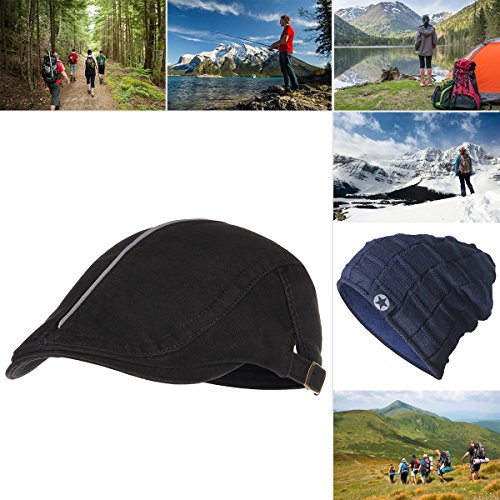 Bodvera Men's Cotton Flat Ivy Gatsby Newsboy Driving Hat Summer Beret Cabbie Cap, Black
