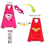 MIJOYEE Superhero Capes Mask Costumes Kids,Cartoon Dress up (Wonder Woman Superman - Girls)
