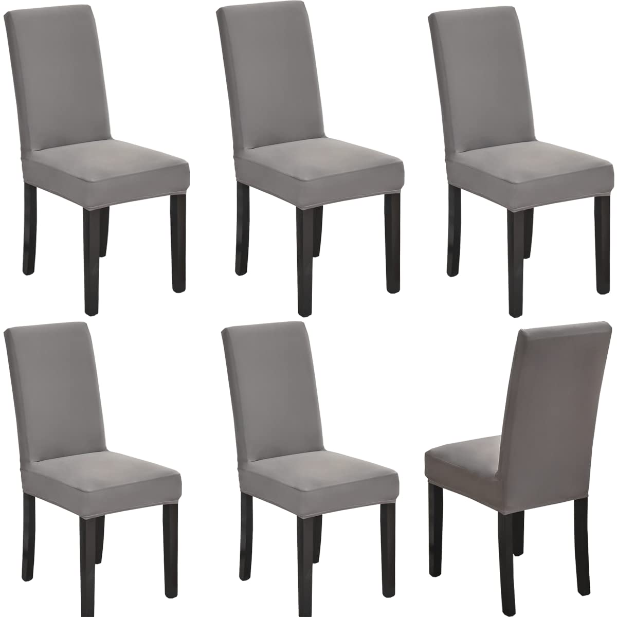 HZDHCLH Chair Covers Slipcovers 4/6 PCs Stretch Removable Washable Short Dining Chair Protector Cover Seat for Hotel,Dining Room,Ceremony (Gray, 6 PCS)