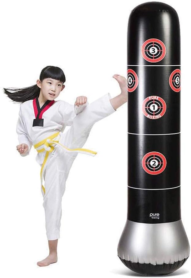 Porta Free Standing Ninja Boxing Bag for Immediate Bounce-Back For Practicing Karate, Taekwondo, MMA and To Relieve Pent Up Energy Children Sport Inflatable Punching Bag Boxing Pear Bag.