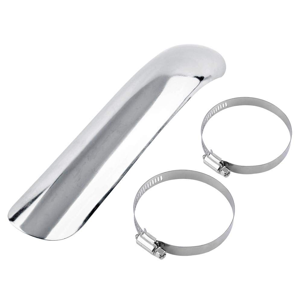 Motorcycle Exhaust Heat Shield, Universal Motorcycle Exhaust Muffler Heat Shield Metal Steel Curve Exhaust Muffler Pipe Cover(Silver) Heat shields/wraps Heat shields/wraps