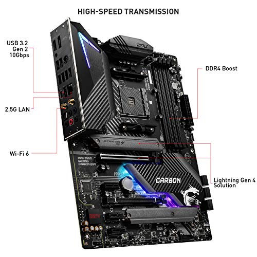 MSI MPG B550 Gaming Carbon WiFi (AMD AM4 DDR4 M.2 USB 3.2 Gen 2 WLAN 6 HDMI ATX Gaming moederbord AMD Ryzen™ 5000… - Image 5
