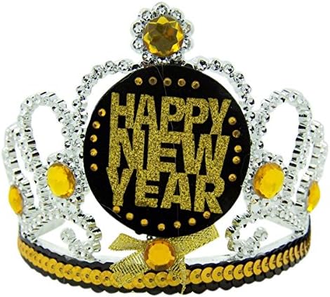 New Years Headband Forum Novelties Happy New Years Black Gold and Silver Holiday Tiara Headband