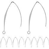 BEADNOVA V Shape Ear Wire Long Earring Wire Earring Hook for Dangle Earwire Making Jewelry Making Ear Post DIY (Silver 43mm, 10pcs)