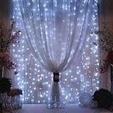 sanhezhong 300 LED Window Curtain String Light, LED Curtain Lights Icicle Lights, 8 Modes String Lights for Indoor Outdoor Decoration Wedding Christmas Party Home Garden (White)