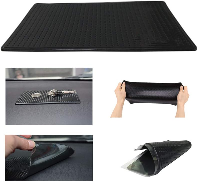 MeetRade Anti-Slip Gel Pads,Sticky Gel Pad Silicone Car Mat Non Slip Mats Sticky Anti Slip Rubber Pads for Car Dashboard Big Size 7.9in x 5.7in (1P BLACK)