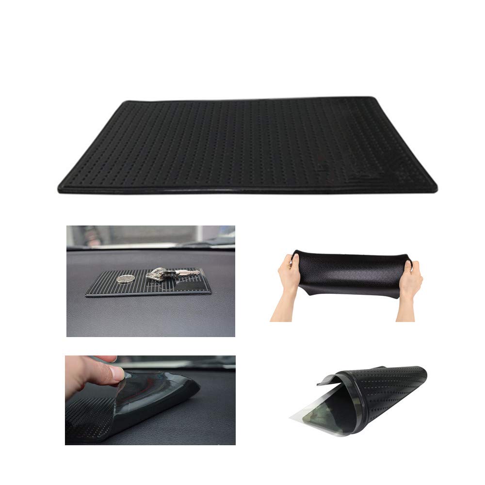 MeetRade Anti-Slip Gel Pads,Sticky Gel Pad Silicone Car Mat Non Slip Mats Sticky Anti Slip Rubber Pads for Car Dashboard Big Size 7.9in x 5.7in (1P BLACK)