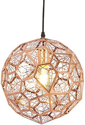 JZMB / Metal Globe Pendant Lights, Creative Personality Pendant Lighting Stainless Steel Hardwired E27 Diamond Drop Hanging Light 1 Light-Rose Gold 70cm