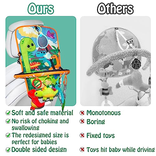 Innofans Baby Car Seat Toys with Dinosaurs Toys Kick and Play Double