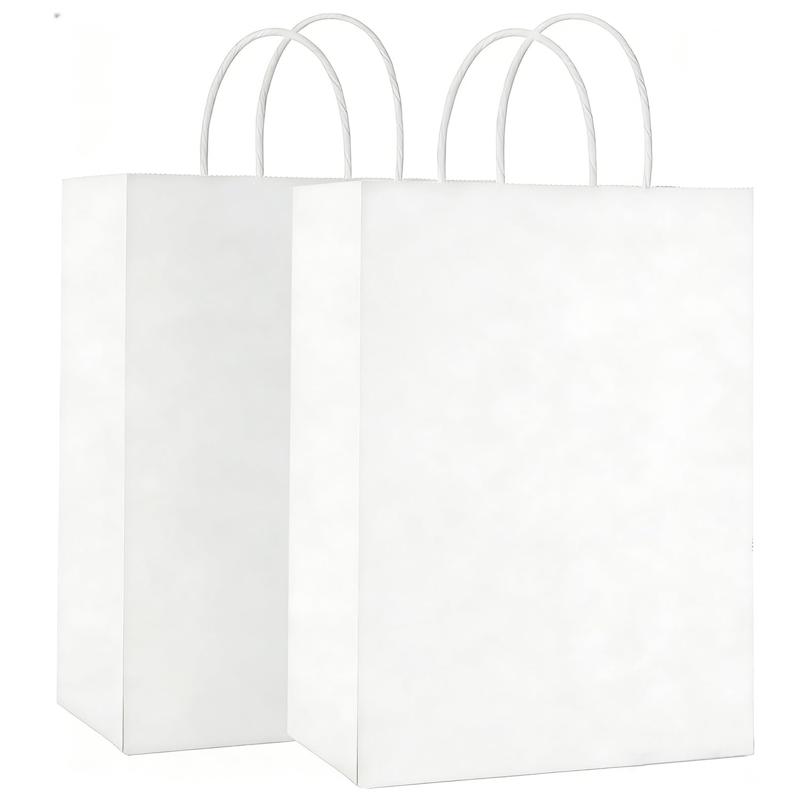 20 Large White Gift Bags with Handles - Kraft Paper Bags for Grocery, Baking, Shopping, Merchandise, Boutique, Retail (Thicken 130gsm)