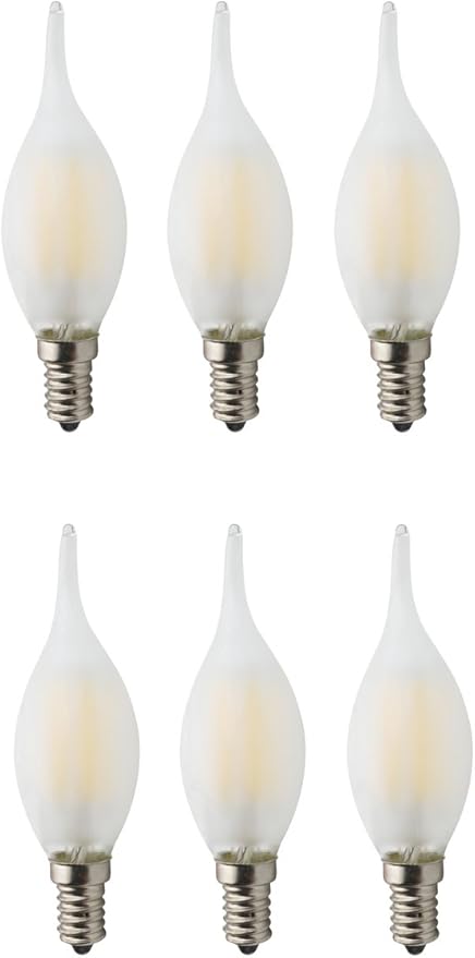 Amazon Co Jp Jcking 6パックled調光可能 Ac 100v E12 Ledフィラメントヴィンテージ電球 6w Led 曇りキャンドル球根 60w白熱球交換 シャンデリア 暖かい白のためのsesキャンドルライト ホーム キッチン