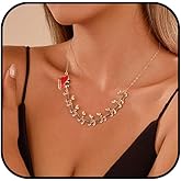 CeKaphely Christmas Necklace For Women With Gold Reindeer Necklace Santa Sleigh Necklace Xmas Fashion Jewelry Christmas Gift for Her