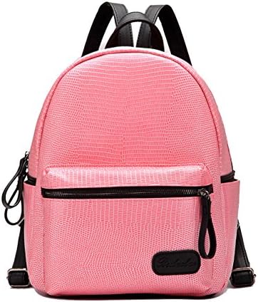 Womens Fashion Snakeskin Travel Small Backpack Purse Backpack for Womens Pink