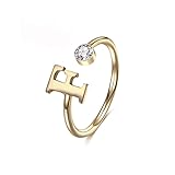 MANZHEN Personalized Gold Initial Letter Ring A-Z