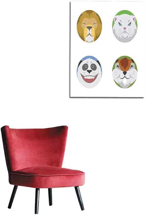 Amazon Longbuyer ウォールステッカー デカール かわいい動物 感情 アイコン アイソレーション 楽しいセット 顔 ハッピーキャラクター 絵文字 コミック 愛らしい ペット 表現 スマイル コレクション 野生 アバター ベクター イラスト 壁画 16インチxインチ 32 X48