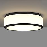LED Flush Mount Ceiling Light, 15 inch, 24W Dimmable 3000K 4000K 5000K Matte Black Modern Round Ceiling Light Fixture for Kit