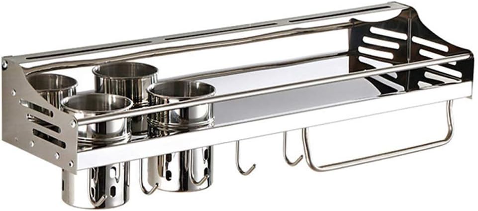 FACAI Küchenregal, Edelstahlregal Wandhalterung Schwarz Drehbares