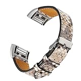 bayite For Fitbit Charge 2 Bands, Snakeskin B Stitched Leather Band for Fitbit Charge 2