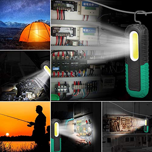 VAVOFO 18 Portable COB LED Work Light 350 Lumens, USB Rechargeable Work Lights with 360 Degree Magnetic Base for Car Repair, Household and Emergency Use, Shock Vibration Shatter Resistant (2 Pack)