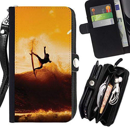 GOD CASE FOR LG X SCREEN Sunset Surf Surfer Cool Wave Wallet Purse Pouch Holster Leater &amp; Soft TPU