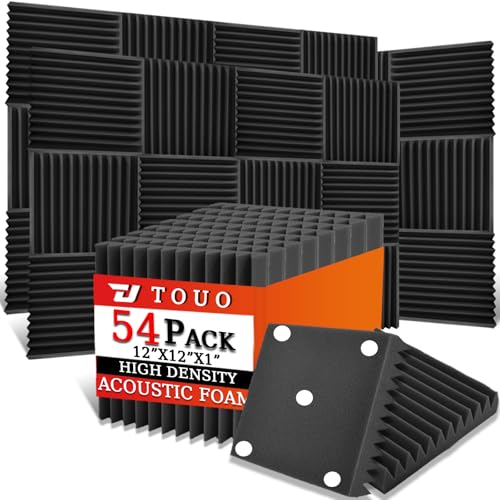 51NWJRmei7L Touo Akustikplatten, Schalldichte Schaumstoffplatten Für Die Wand, 30,5 X 30,5 X 2,5 Cm, Schwer Entflammbarer Keil-Akustikschaum, Hochdichter Schallabsorbierender Schaumstoff Für Heimstudio, Schwarz