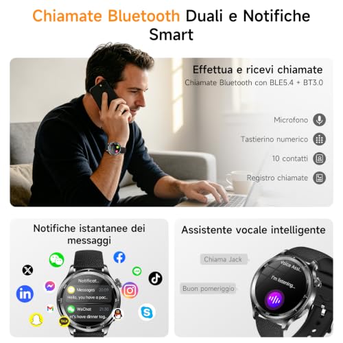 2026 New AI-GPT Men's Smartwatch with ECG/HRV/BMI/SOS Button,iOS Android | 24H Blood Pressure/Temperature/SPO2/Heart Rate Monitor/Sleep, 1.43 Inch AMOLED Healthy Fitness Watch with Phone