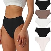 PBQOA Womens High Rised Cotton Underwear Soft Breathable Panties Deep Length Briefs Underpant Multipack