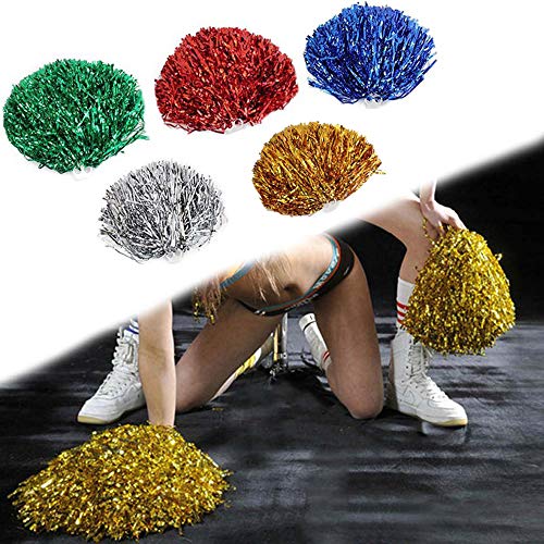 image for HanYoer Cheerleading Pom Poms, Cheerleading Metallic Foil & Plastic Ri