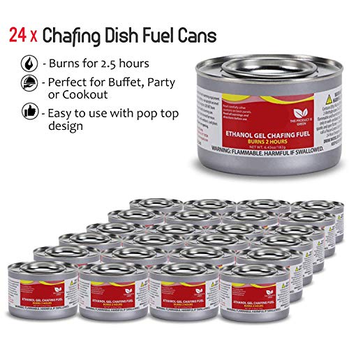 Chafing Dish Fuel Cans Includes 24 Ethanol Gel Chafing Fuels, Burns