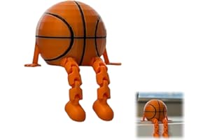 liqiaofang Sports Ball Figurine Collection Miniature Basketball Soccer Baseball Volleyball Sports Set with Articulated Legs Mini Home Office Decor for Display Shelves Desks Tables (Basketball)