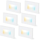 CLOUDY BAY Dimmable Upgraded 3 Color 120V LED Indoor Outdoor Step Lights,3000K/4000K/5000K 3W 100lm,Stair Light,White,6 Pack