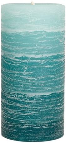 Nordic Candle - Layered Pillar Candle - 3x6 Inch Green Teal - Unscented