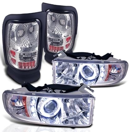 Rxmotoring 1999 Dodge Ram Headlights Projector Tail Lights