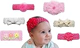 6 Pack Baby Headband - New Baby Girl Shower Gifts - Photo Props For Babies - Perfect for Newborn Photography, 1 Year Olds and Twins, First Birthday