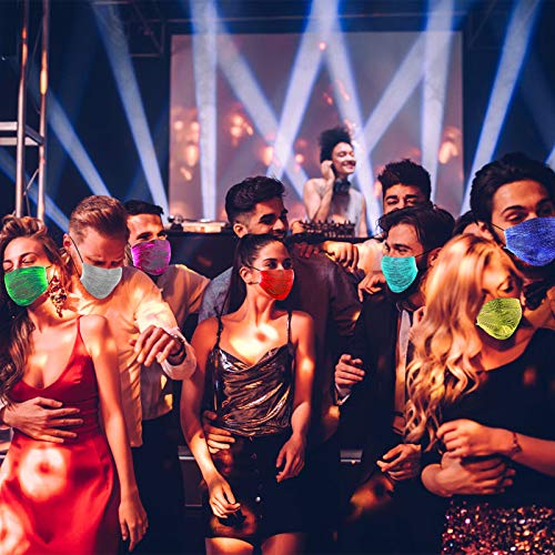 Light Up Face Mas LED Rave мαsk 7 Colors Luminous Fun Rechargeable Radiation Face Mas for EDM EDC Men Women Christmas Party Festival Masquerade Costumes Glow in The Dark (White)