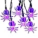 RECESKY 2Pack 20 LED Purple Spider String Lights with Timer - Total 13Ft Battery Powered Halloween String Light - Spooky Decor for Indoor House Party Holiday Window Halloween Decorations