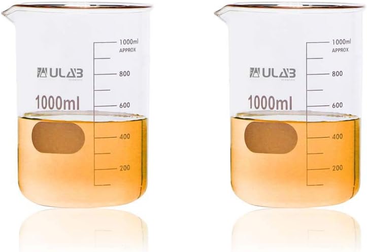 ULAB 1000ml Beaker Set 3.3 Borosilicate Griffin Low Form Printed Graduation