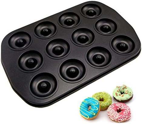 Forvel 12-Cavity [Non-Stick] Metallic Small Donut Pan Bagel Baking Mold - Easy Home Chocolate Doughnut Maker