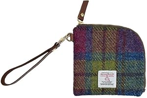 TAILORMAP Harris Tweed Wool Coin Purse Small Money Pouch With Zipper For Women Men handmade (Colorful)