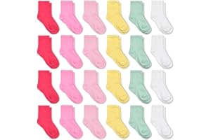 GENTABY Kids Socks 24 pairs Cozy Athletic Crew Socks for Boys and Girls(1-13Years)