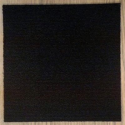 Carpet Tiles Self Stick 12" (144 Sq. Ft.) Color Choice (Black)