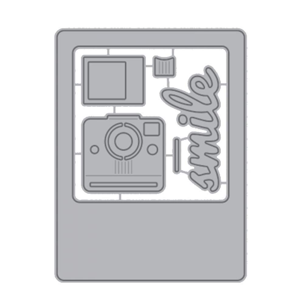 Camera Rectangular Frame Metal Cutting Dies for Card Making DIY Die Cuts Scrapbooking Embossing Stencil Smile Alphabets Dies Arts Crafts Scrapbooking Supplies Paper Crafting Handmade Crafts Album Deco