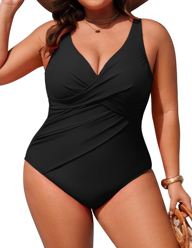 Hanna Nikole Women's Tummy Control Swimsuit Large Sizes Push Up Swimwear One-Piece Shape Swimsuits Elegant Swimwear Crossover Monokinis Adjustable Swimsuit Comfortable Beachwear